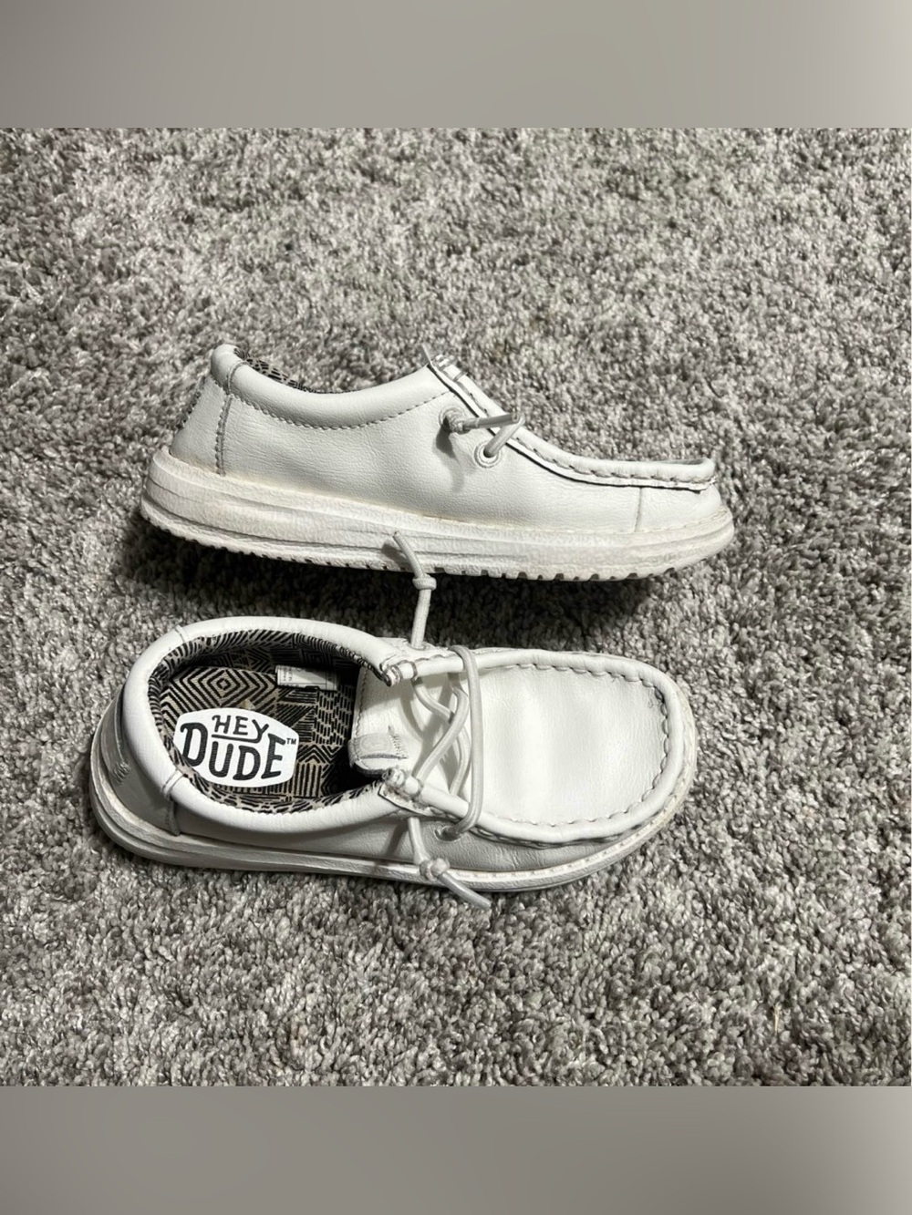 Hey Dude Kids White Slip-On Moccasins with Elastic Lace